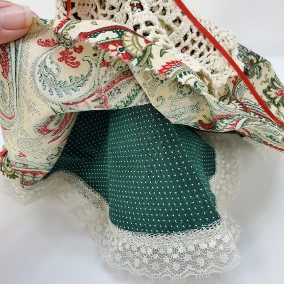 Handmade Wood and Crochet Doily Country Little Girl Doll - Picture 9 of 12